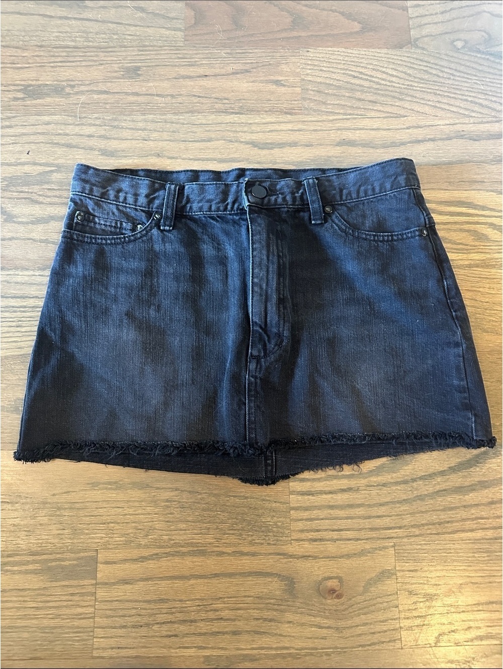 Free People Black Denim Mini Skirt Size 6
